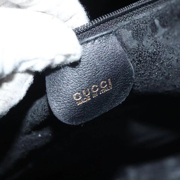 GUCCI Bamboo Hand Bag Leather 2way Black Gold 001 2852 1577 0 Auth ep10073 - Picture 13 of 16